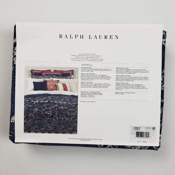 Ralph Lauren Home Mirabelle Full/Queen Duvet Cover in Indigo Blue, 92" W x 96" L - Picture 7 of 16
